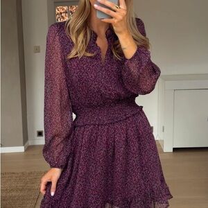 Chic Long Sleeve Purple Dress